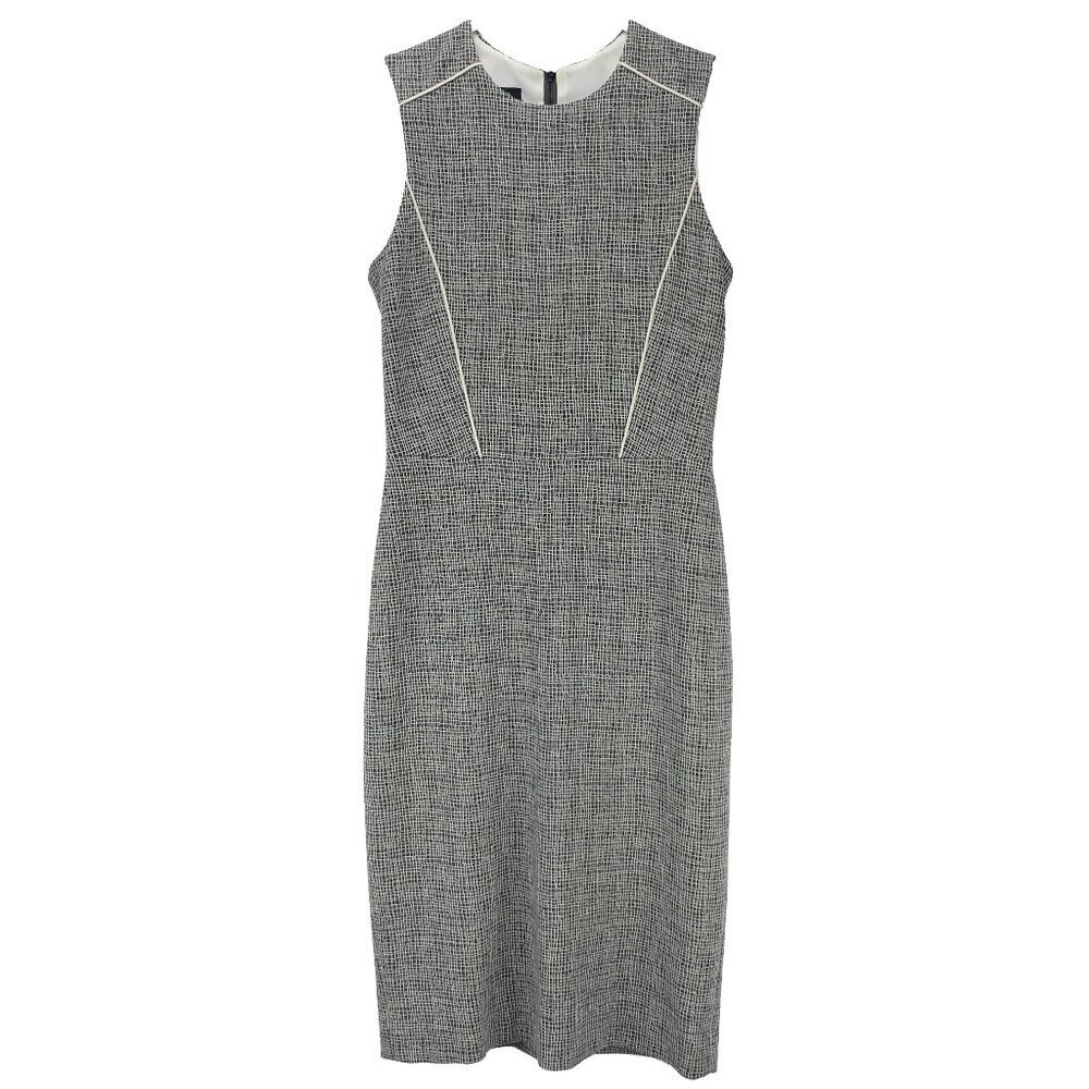 JUDITH & CHARLES Grey White Matrix Office Workwear Pencil Midi Sheat Dress sz 4